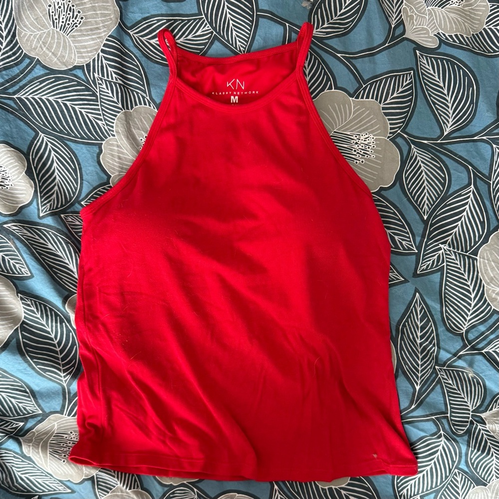 Klassy Network Solid High Neck Brami Tank Top Medium